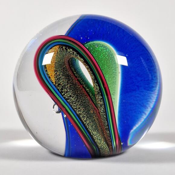Glass Eye Studio Dichroic Infinity Paperweight Glitter Rainbow Seattle 3 inch - Picture 2 of 12